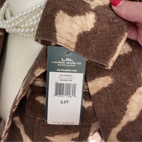 Lauren Ralph Lauren Vintage Denim Jacket Women’s Size Small P Brown Animal Print - Picture 8 of 11